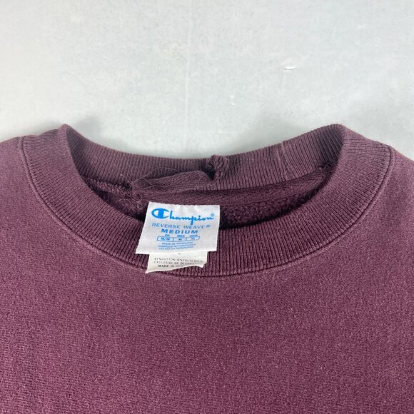 Y2K Champion Reverse Weave Sweatshirt Adult Medium Purple Small Logo Crewneck - Picture 5 of 14